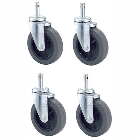 Nexel 4 Swivel Stem Rubber Casters, 500 lb Capacity, 4PK 184233